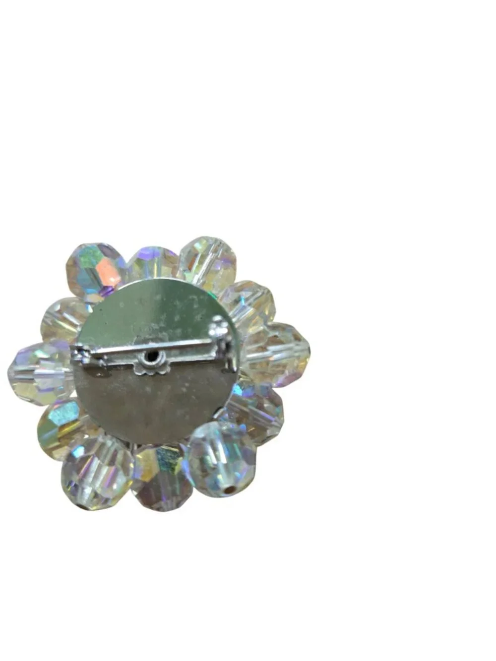 Mid Century Vintage Aurora Borealis Crystal Brooch Earring Set